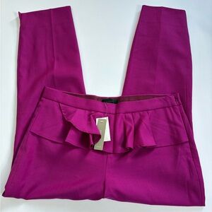 Jcrew Ruffle Waist Wool Pink Pants Size 10 New with Tags